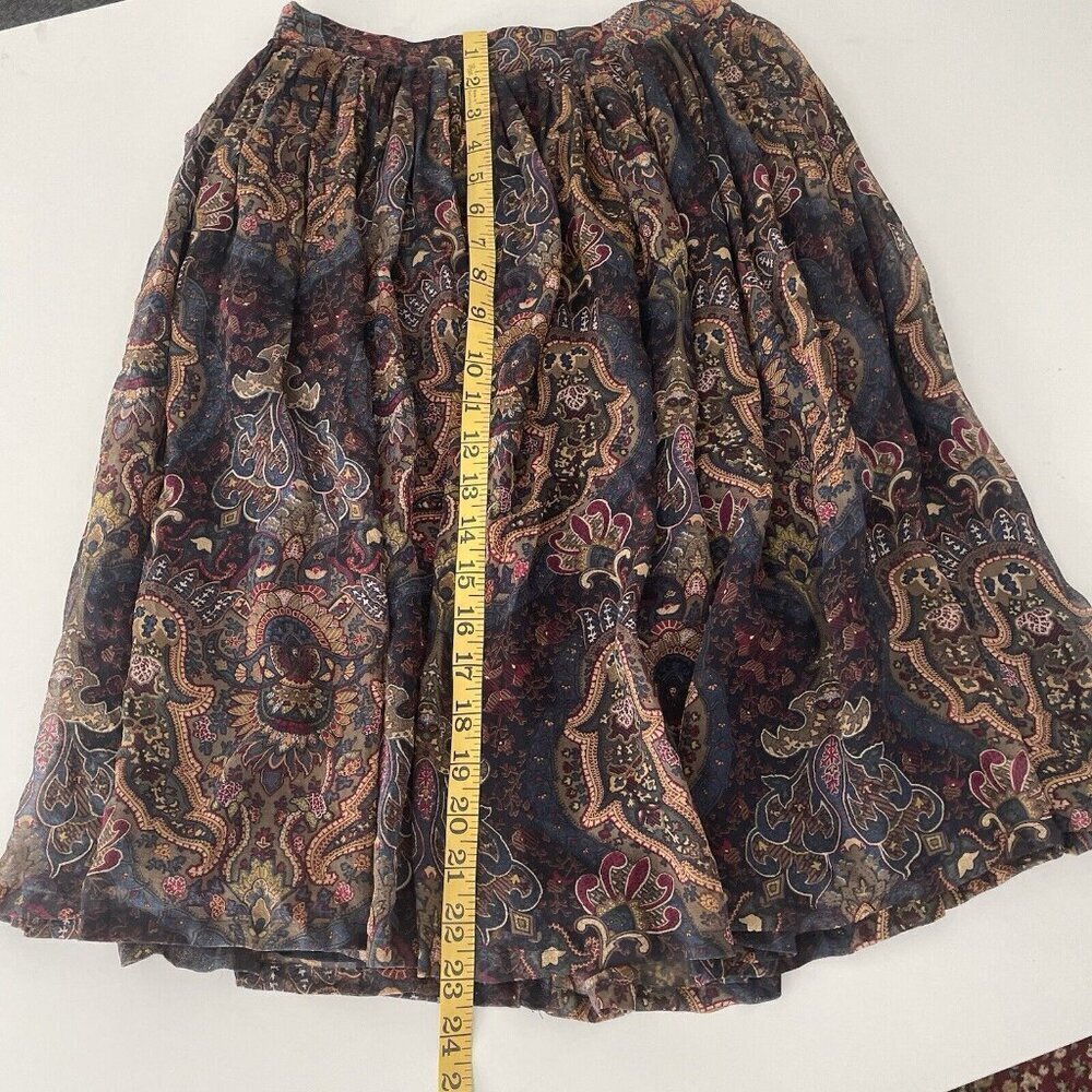 Ellen Tracy Linda Allard design Silk Lined Paisley Skirt 2 Dark Academia Fairy - Picture 11 of 11